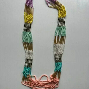Etc! Multicolor Beaded Statement Necklace - Pastel Layered Boho Jewelry